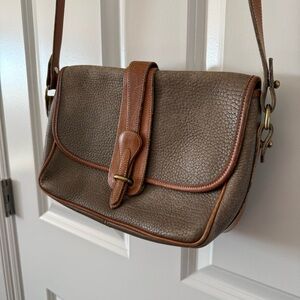 Dooney & Bourke Brown Pebbled Leather Crossbody with Tan Trim